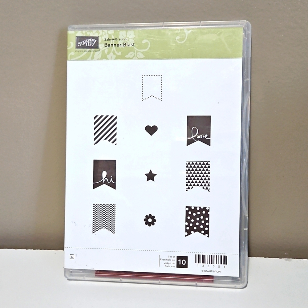 NEW condition Banner Blast Stampin Up Rubber Cling Stamp Set